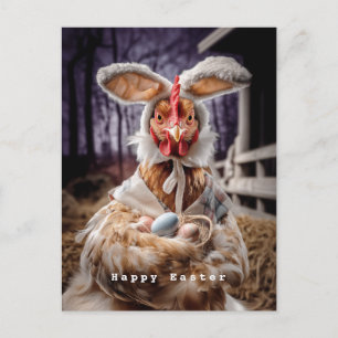 Lustiges Osterhuhn-Hasen-Kostüm Postkarte
