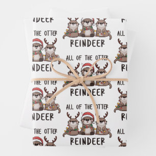 Lustiges Otter-Rentier-Weihnachts-Tier  Geschenkpapier Set