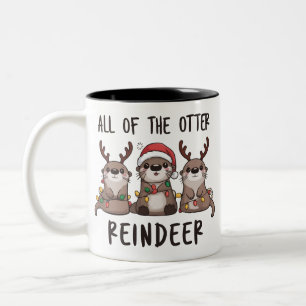 Lustiges Otter-Rentier-Weihnachts-Tier Zweifarbige Tasse