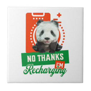 Lustiges Panda Introvertierte-Batterie-Aufladung D Fliese