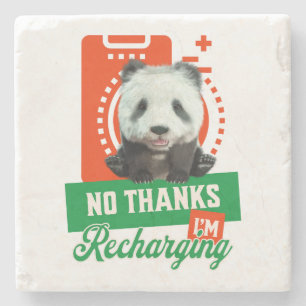 Lustiges Panda Introvertierte-Batterie-Aufladung D Steinuntersetzer