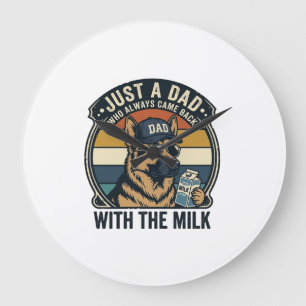 Lustiges Papa Deutscher Schäferhund Milch Retro-Sh Große Wanduhr