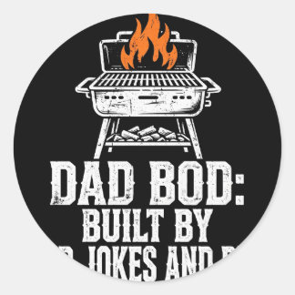 Lustiges Papa-Shirt Grill Sergeant - Papa Bod vorn Runder Aufkleber