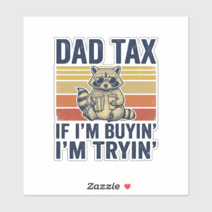 Lustiges Papa Steuer Waschbär Retro Grafik T-Shirt Aufkleber