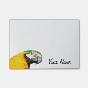 Lustiges Papageien-Porträt-personalisierter Name Post-it Klebezettel