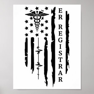 Lustiges patriotisches ER-Registrator-Krankenschwe Poster