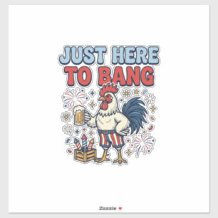 Lustiges Patriotisches Hahn Feuerwerk Bier T-Shirt Aufkleber
