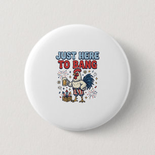 Lustiges Patriotisches Hahn Feuerwerk Bier T-Shirt Button
