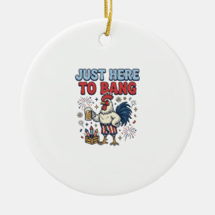 Lustiges Patriotisches Hahn Feuerwerk Bier T-Shirt Keramik Ornament