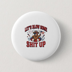 Lustiges Patriotisches Hochland-Kuh-Feuerwerk-Shir Button