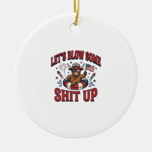 Lustiges Patriotisches Hochland-Kuh-Feuerwerk-Shir Keramik Ornament