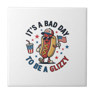 Lustiges Patriotisches Hot Dog Vintage Gravur Shir Fliese
