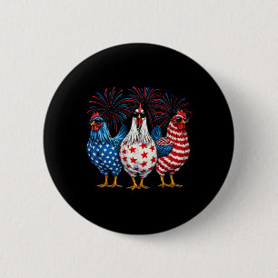 Lustiges patriotisches Hühner-Trio-Meme Sterne Str Button