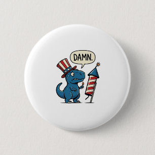 Lustiges patriotisches T-Rex-Feuerwerk-Shirt-Desig Button