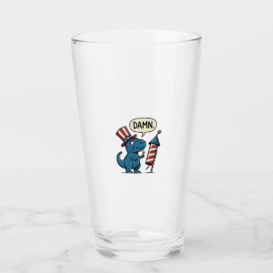 Lustiges patriotisches T-Rex-Feuerwerk-Shirt-Desig Glas