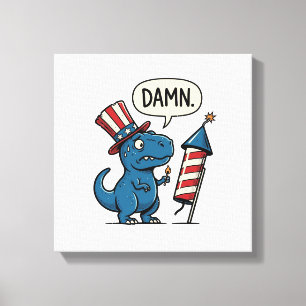 Lustiges patriotisches T-Rex-Feuerwerk-Shirt-Desig Leinwanddruck