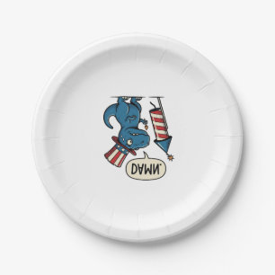 Lustiges patriotisches T-Rex-Feuerwerk-Shirt-Desig Pappteller