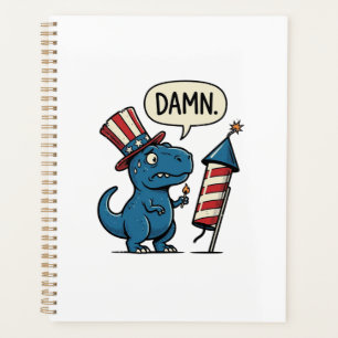 Lustiges patriotisches T-Rex-Feuerwerk-Shirt-Desig Planer