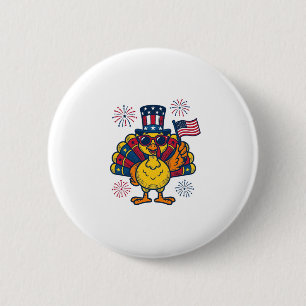 Lustiges Patriotisches Truthahn Feuerwerk Vintage- Button