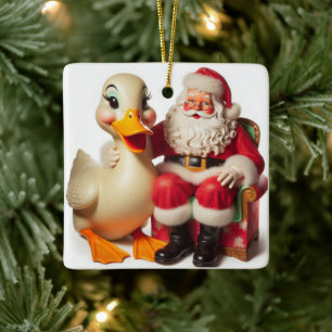 Lustiges Peking-Weihnachtsenten-Ornament Keramikornament
