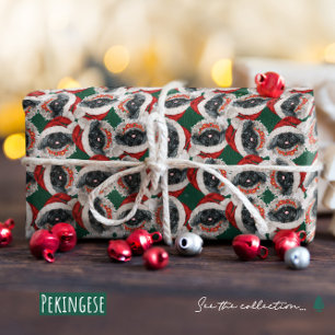 Lustiges Pekingeser Weihnachtsmuster Geschenkpapier