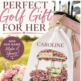 Lustiges personalisiertes Golftuch für sie | Rosa Golfhandtuch