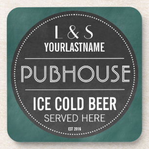 Lustiges personalisiertes Pubhouse-Kreidetafel-Sch Getränkeuntersetzer