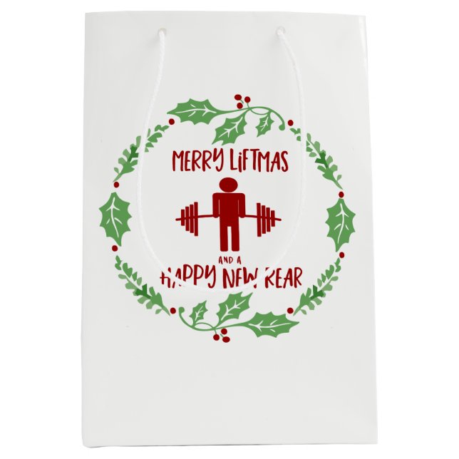 Lustiges persönliches Trainer-Fitness-Weihnachten Mittlere Geschenktüte (Vorderseite)
