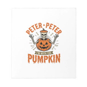 Lustiges Peter Peter Kürbis Halloween Skelett Shir Notizblock