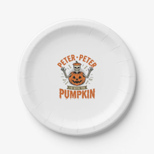 Lustiges Peter Peter Kürbis Halloween Skelett Shir Pappteller