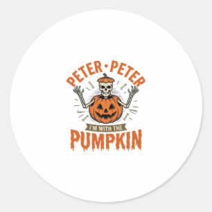 Lustiges Peter Peter Kürbis Halloween Skelett Shir Runder Aufkleber