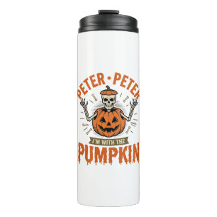 Lustiges Peter Peter Kürbis Halloween Skelett Shir Thermosbecher