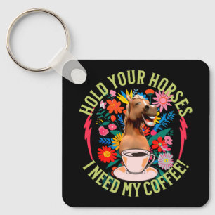 Lustiges Pferd Kaffee Liebhaber Humor Schlüsselanhänger