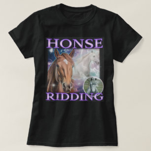 Lustiges Pferd Meme Männer Frauen Reitet Haus T-Shirt