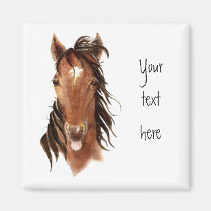 Lustiges Pferd, mit Haltung, Watercolor-Tier-Spaß Magnet