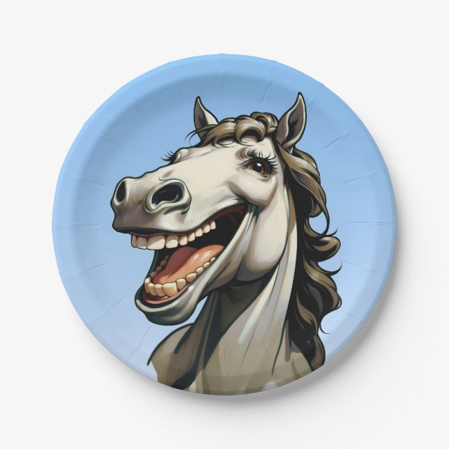 lustiges Pferd Pappteller (Vorderseite)