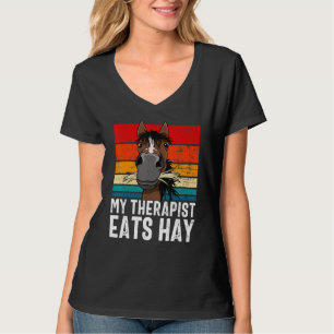 Lustiges Pferd T-Shirt, Mein Therapeut isst Heu Te T-Shirt
