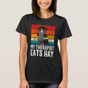 Lustiges Pferd T-Shirt, Mein Therapeut isst Heu Te T-Shirt