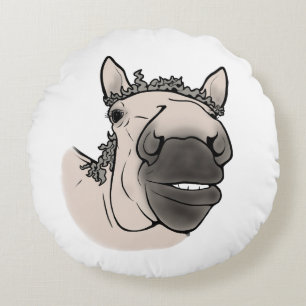 Lustiges Pferd Whimsical Reitsport Rundes Kissen