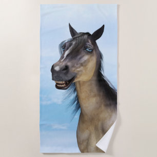 Lustiges Pferdelächeln-Porträt-Kunst Strandtuch