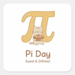 Lustiges Pi-Tag-Tier mit Torte – Geschenk für Math Quadratischer Aufkleber