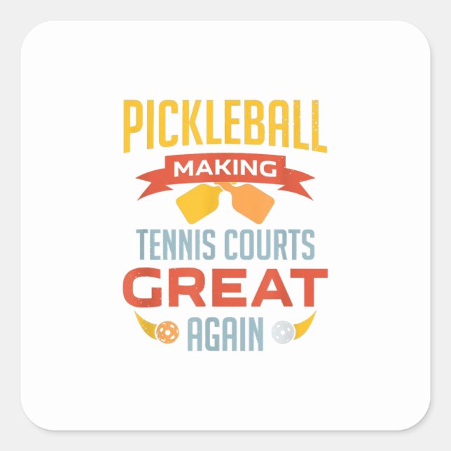 lustiges Pickleback macht Tennisplätze wieder groß Quadratischer Aufkleber (Vorderseite)