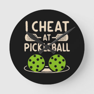 Lustiges Pickleball Runde Wanduhr