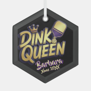 Lustiges Pickleball-Sport Dink-Queen-Zitat Benutze Ornament Aus Glas