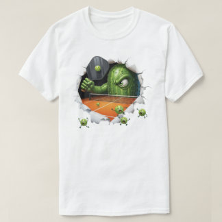 Lustiges Pickleball-Wesen dominiert das Courtszena T-Shirt