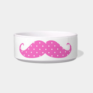 Lustiges Pink-Girly Tupfen-Schnurrbart Napf