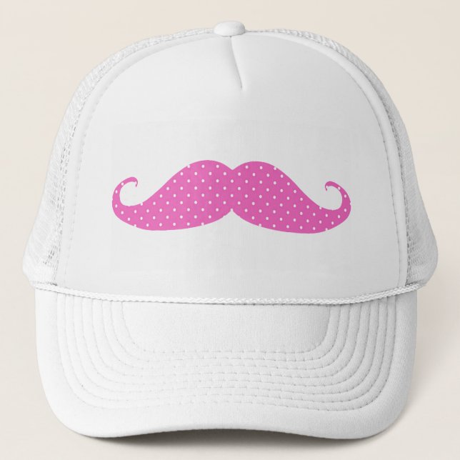 Lustiges Pink-Girly Tupfen-Schnurrbart Truckerkappe (Vorderseite)