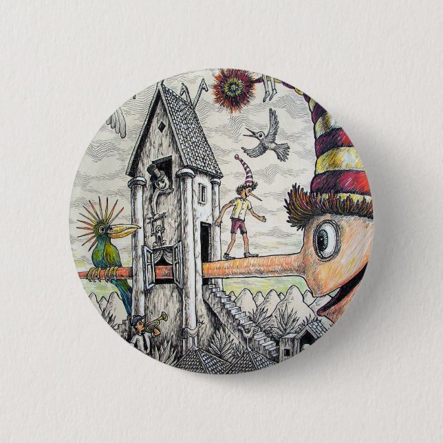 Lustiges Pinocchio Button (Vorderseite)