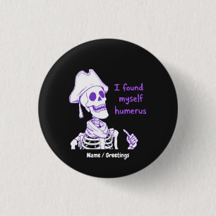 Lustiges Piratenskelett Humerus Knochen Wortwitz K Button
