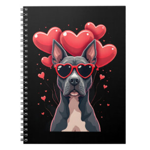 Lustiges Pitbull-Herz Valentinstag Hund Papa Mama Notizblock